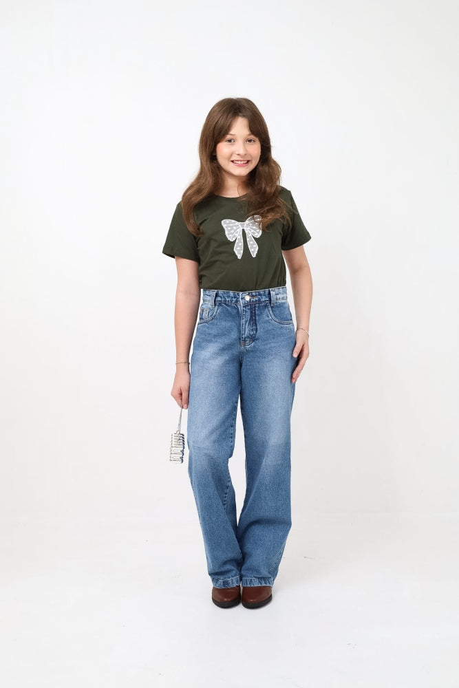 Calça wide leg juvenil