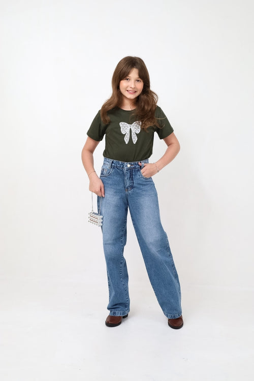 Calça wide leg juvenil
