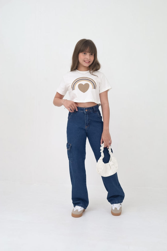 Calça cargo jeans