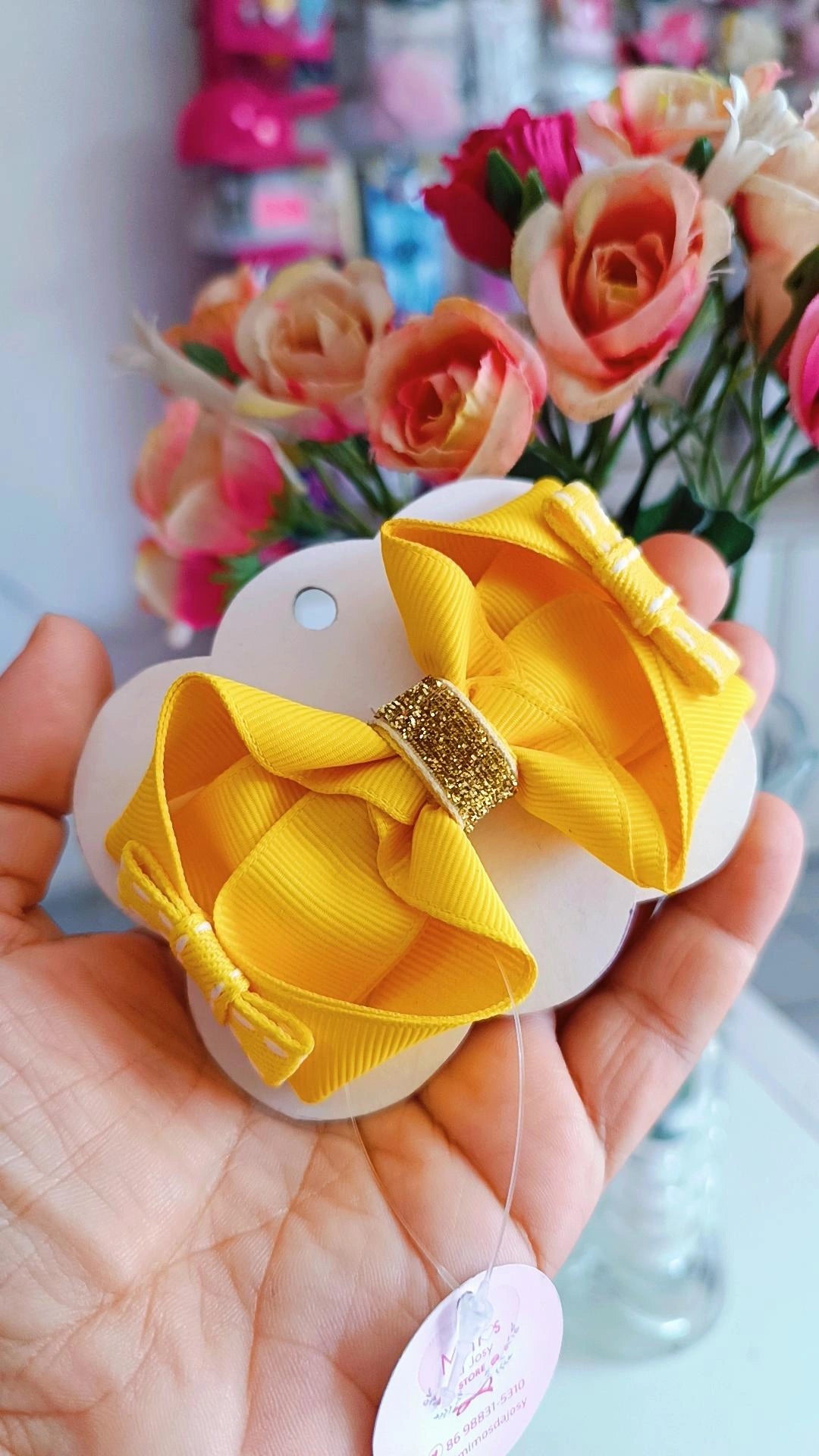 Laço boutique M - Amarelo