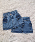 Saia jeans cargo(12/14/16ANOS) - 12 anos