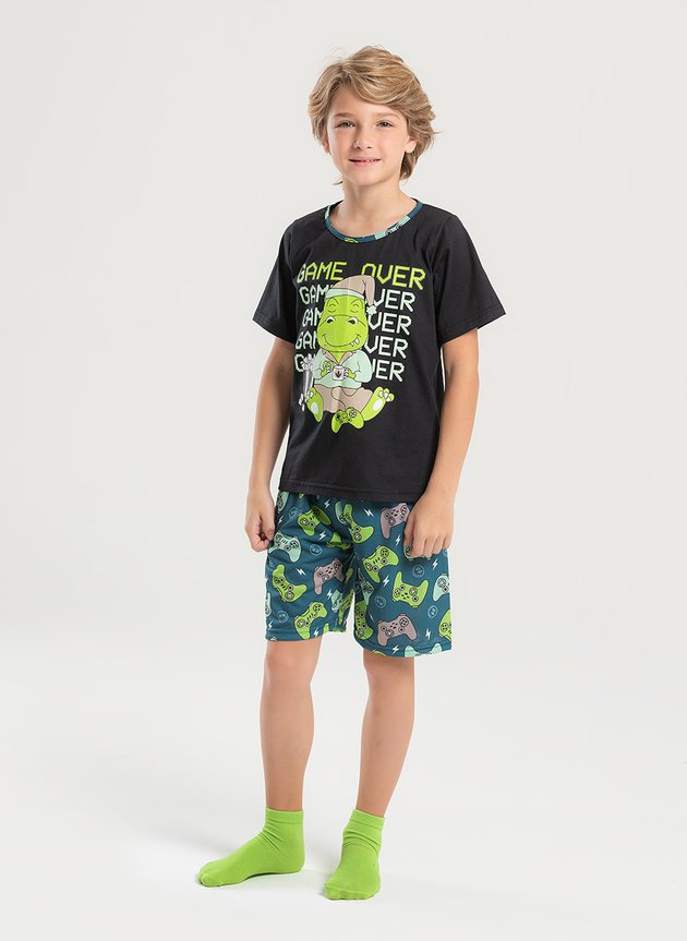 PIJAMA MASCULINO(2/12Anos) - 2 ANOS - PRETO