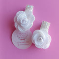 Duplinha luxo flor de malha - Branco - pérolas