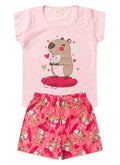 PIJAMA FEMININO CAPIVARA(4Anos) - 4 ANOS - Rosa