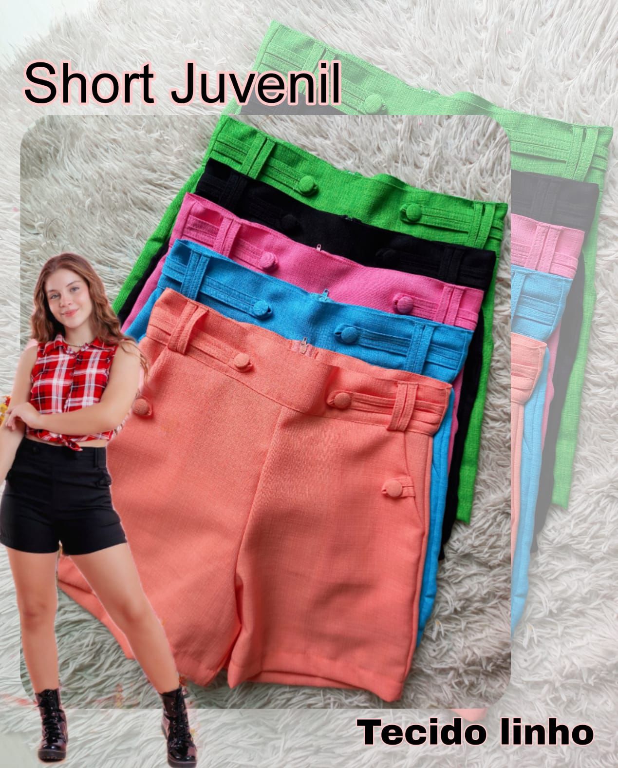 Short alfaiataria preto 14-16