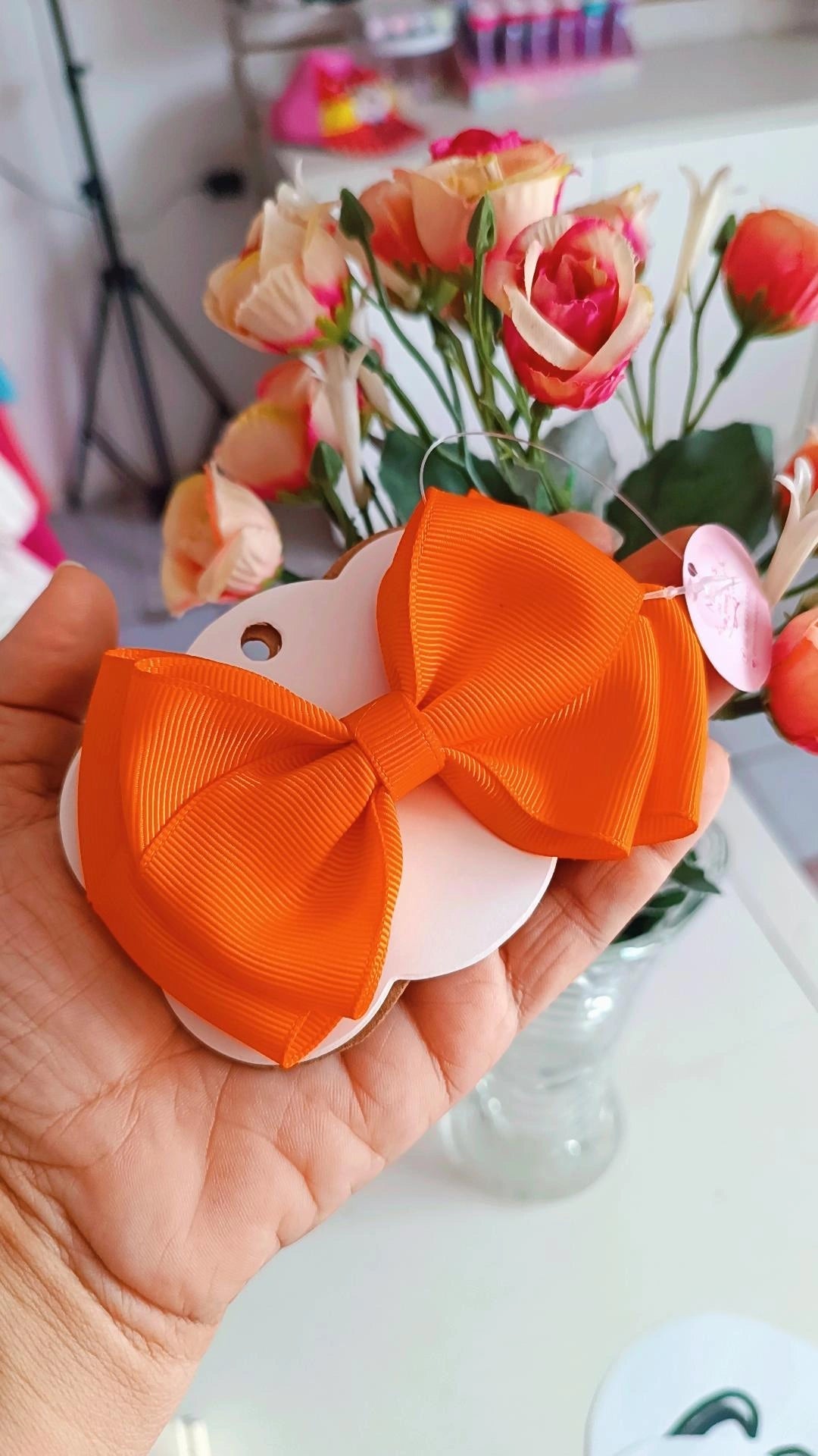 Laço cruzado duplo M=10cm - Laranja-Xuxa