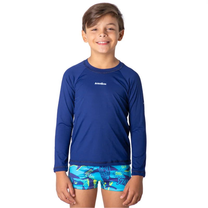 Camisa proteção UV lisa - 8 anos - Azul Royal
